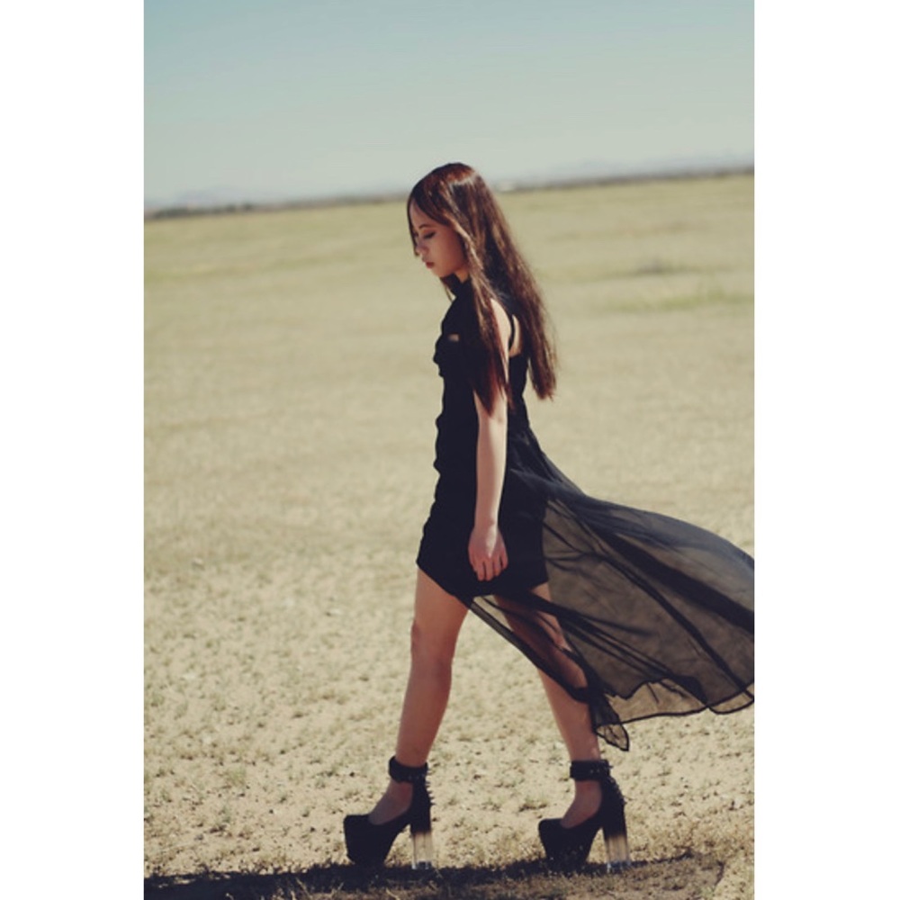 Unif Mary Chain Spiked Platform High Lucite Heels - image 2